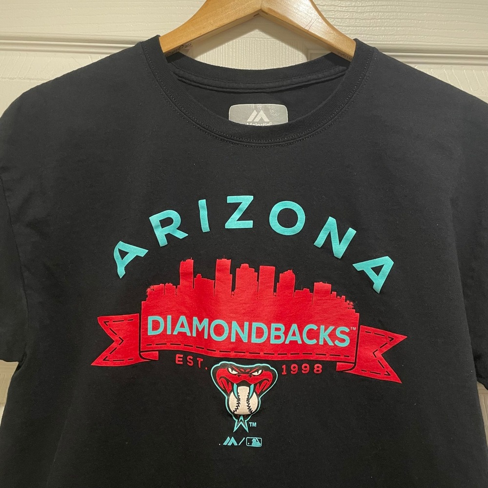 Majestic Mens Arizona Diamondbacks T-Shirt Large Black Cotton MLB Baseball Tee